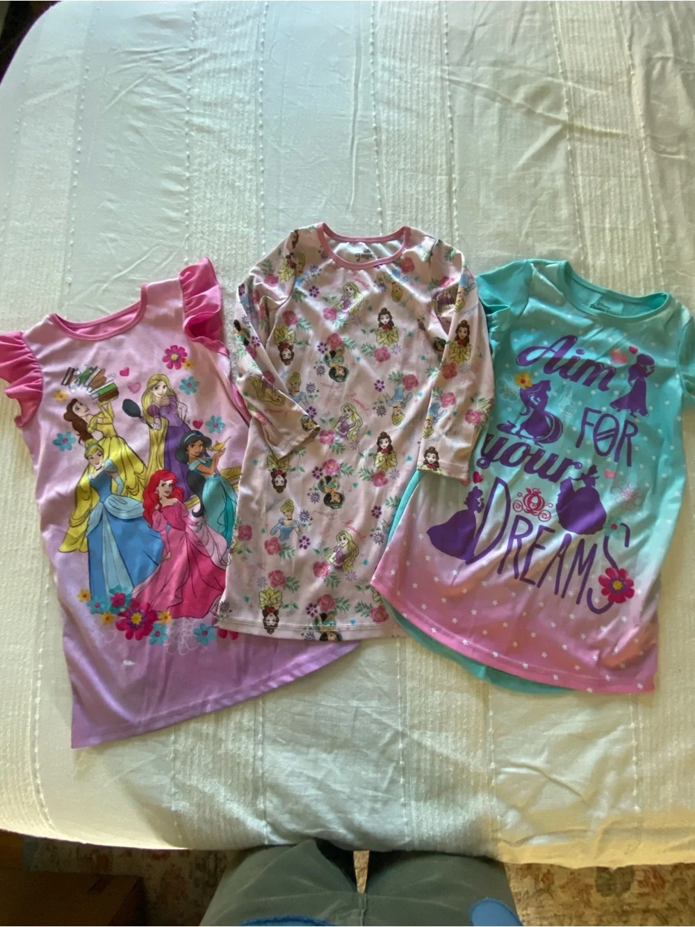 Disney Girls' Pink & Teal Princess Nightgowns - 3-Pack
